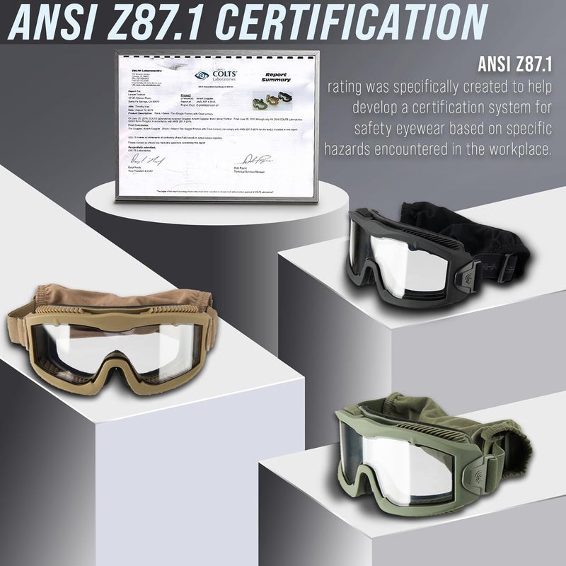 Lancer Tactical AERO Airsoft Tactical Safety Goggles ANSI Z87.1, 3mm Dual Pane Anti-Fog Lens for Hunting, Paintball, Cycling - Image 5